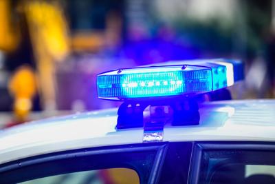 Blue light on a police car